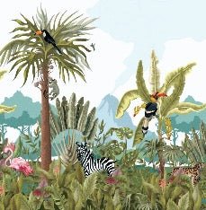 Papier peint panoramique jungle enfant, XXL, tendance