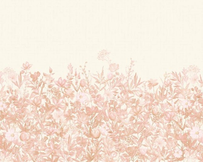 Papier peint fleurs au pinceau sépia