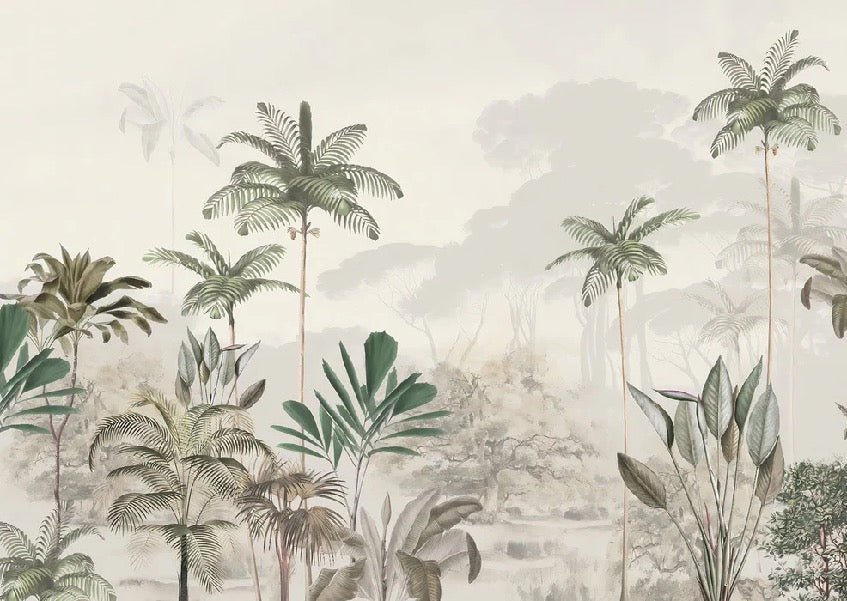 Papier peint panoramique jungle eden vert