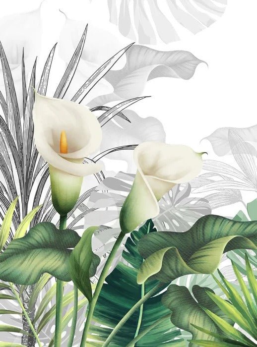 Papier peint salle de bain nature lys blanche, XXL, tendance