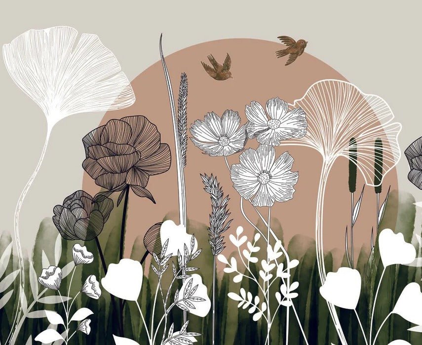 Papier peint panoramique illustration florale