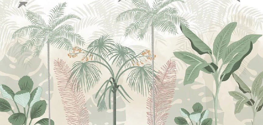 Papier peint panoramique jungle pastel, XXL, tendance