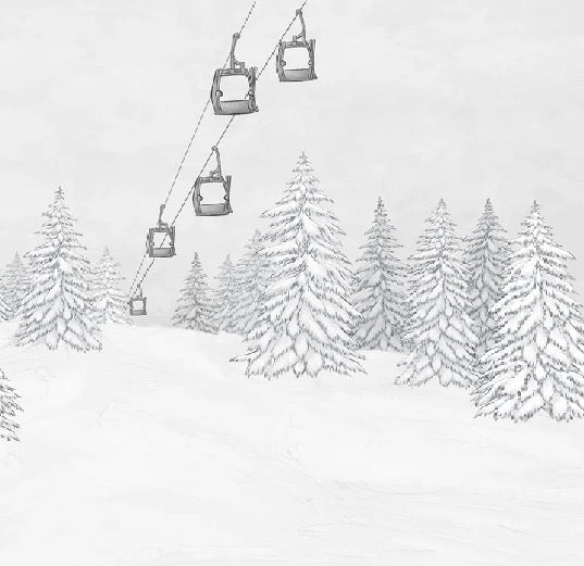 Papier peint montagne télécabine noir & blanc