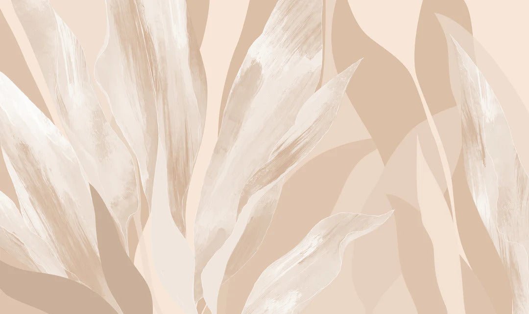 Papier peint étoffe florale beige