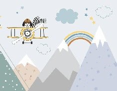 Papier peint enfant montagne scandinave bleu, XXL, tendance