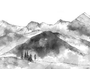 Papier peint montagne chaine des Aravis noir et blanc