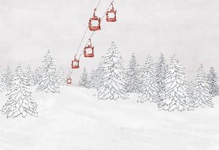 Papier peint montagne télécabine rouge