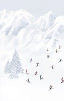Papier peint montagne skieurs colorés, XXL, tendance