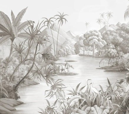 Picturesque jungle panoramic wallpaper