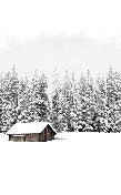 Papier peint panoramique chalet en montagne