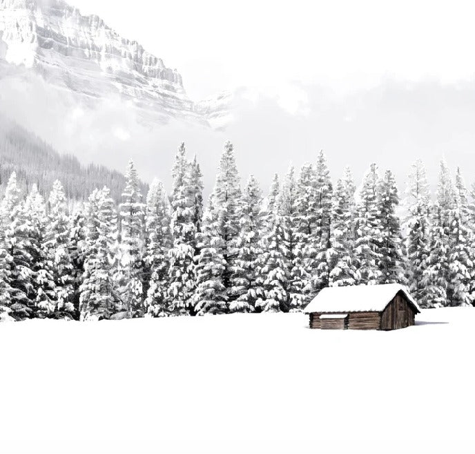Papier peint panoramique chalet en montagne