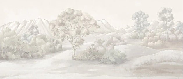 Papier peint paysage poétique sépia