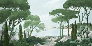 Papier peint balade dans les calanques vert, XXL, tendance