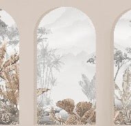 Papier peint arches tropicales sépia, mural concept, tendance