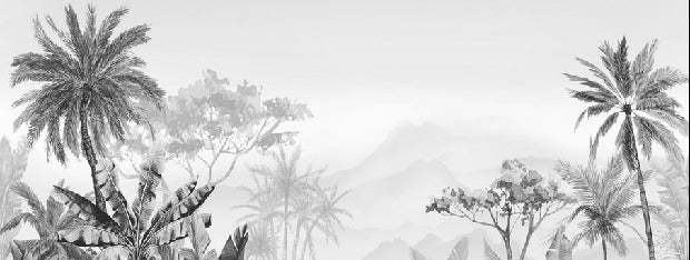 Papier peint tendance tropical noir et blanc, XXL, tendance