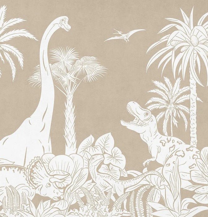 Papier peint dinos monochrome beige