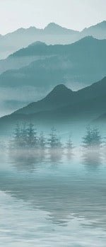 Papier peint entre montagne et lac