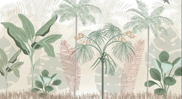 Papier peint panoramique jungle pastel, XXL, tendance