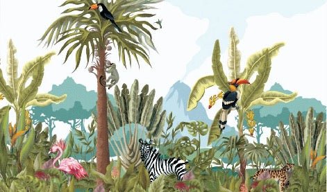 Papier peint panoramique jungle enfant
