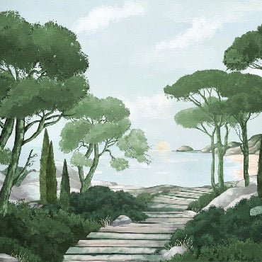 Papier peint balade dans les calanques vert, XXL, tendance