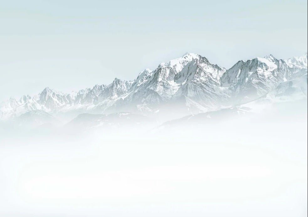 Papier peint Mont Blanc dans la brume bleu