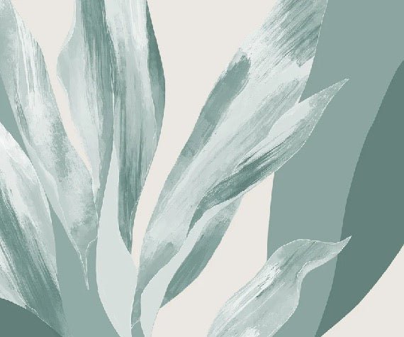 Papier peint panoramique étoffe florale vert d'eau, XXL, tendance