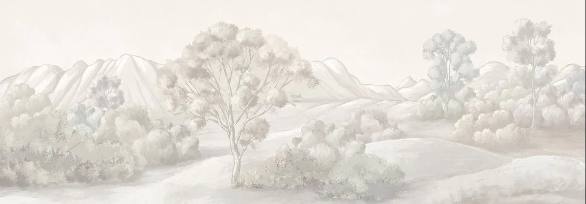 Papier peint paysage poétique sépia