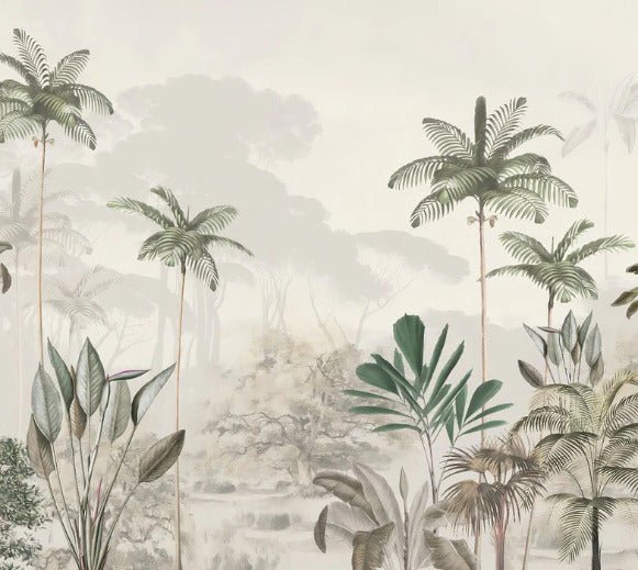 Panoramic jungle eden green wallpaper