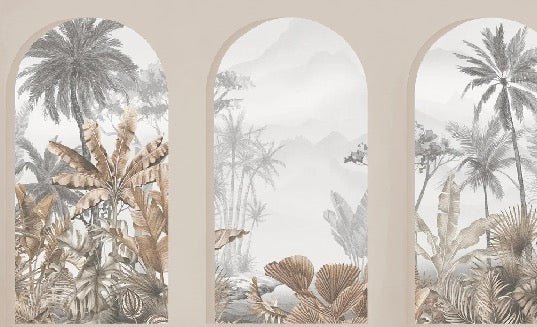 Sepia tropical arches wallpaper
