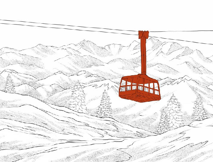 Papier peint La Plagne télécabine rouge