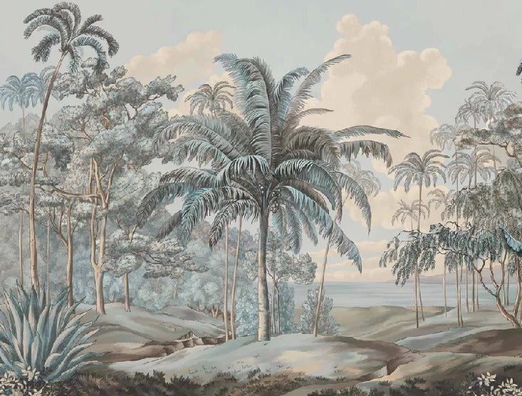 Papier peint paysage Célèbes bleuté