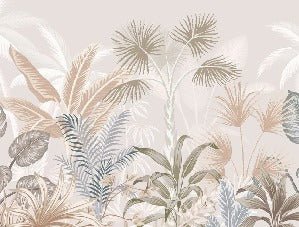 Panoramic terracotta jungle wallpaper