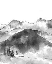 Papier peint montagne chaine des Aravis noir et blanc