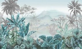 Papier peint tendance tropical bleu, XXL, tendance