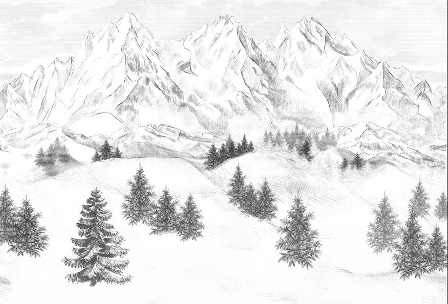 Papier peint montagne sommets de Chamonix, XXL, tendance