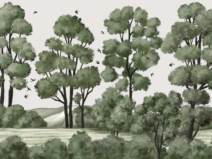 Papier peint paysage rivière forêt vert, XXL, tendance