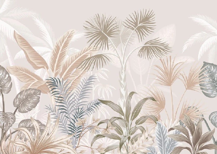 Panoramic terracotta jungle wallpaper