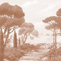 Papier peint balade dans les calanques terracotta, XXL, tendance