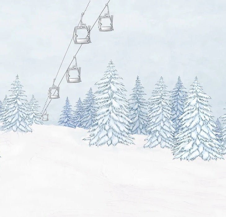 Papier peint montagnes télécabine bleu, XXL, tendance