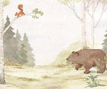 Papier peint enfant tendre ours dans la forêt