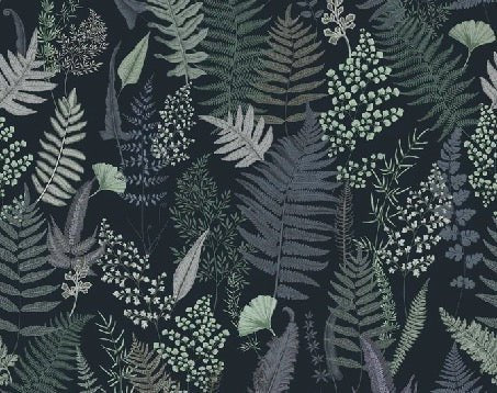 Papier peint feuille dense bleu marine, XXL, tendance