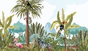 Papier peint panoramique jungle enfant, XXL, tendance