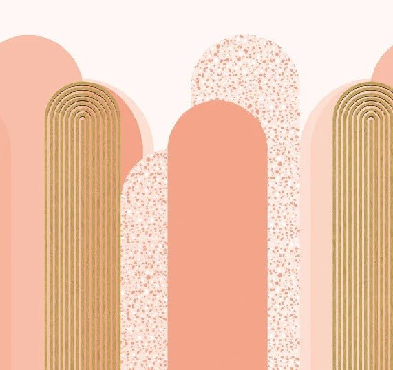 Papier peint Art déco graphique tendance rosé, XXL, tendance