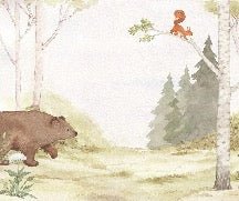 Papier peint enfant tendre ours dans la forêt