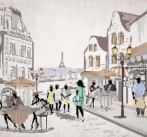 Papier peint français Paris café en terrasse