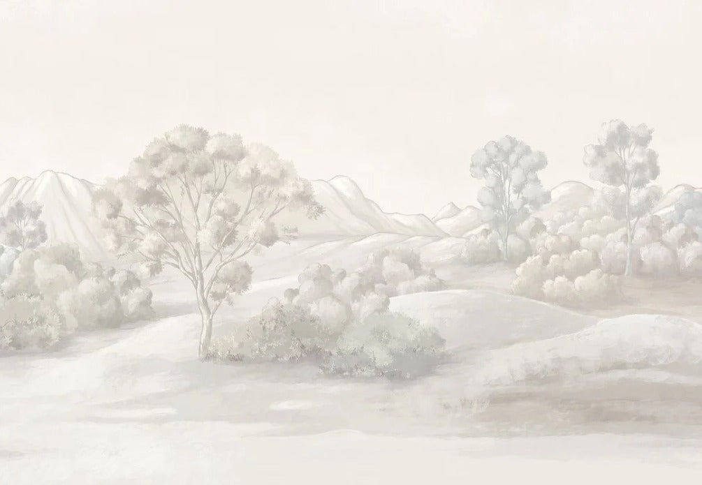 Papier peint paysage poétique sépia