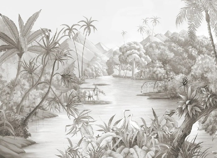 Papier peint panoramique jungle pittoresque