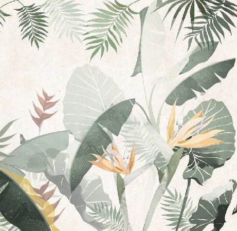 Papier peint salle de bain sur mesure végétal vert jaune, XXL, tendance