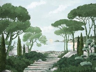 Papier peint balade dans les calanques vert, XXL, tendance