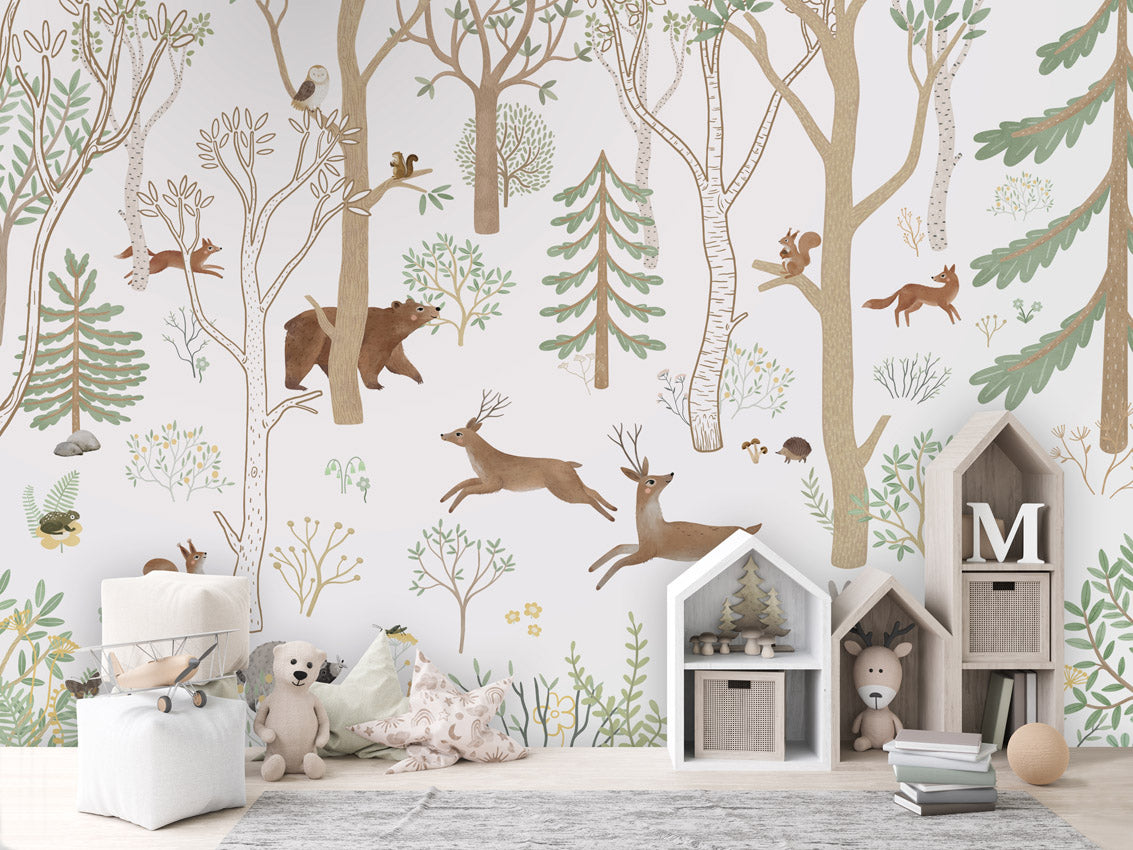 Papier peint enfant - Forêt animée - Muralconcept